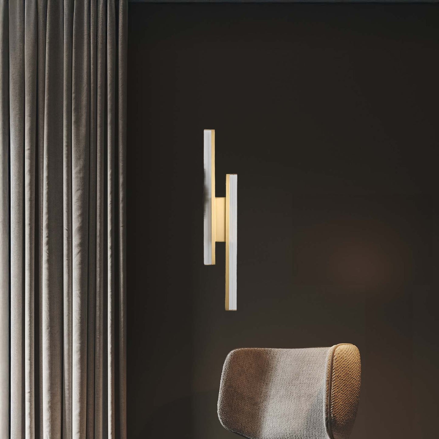 Linear LED Art Deco Brass Wall Lamp