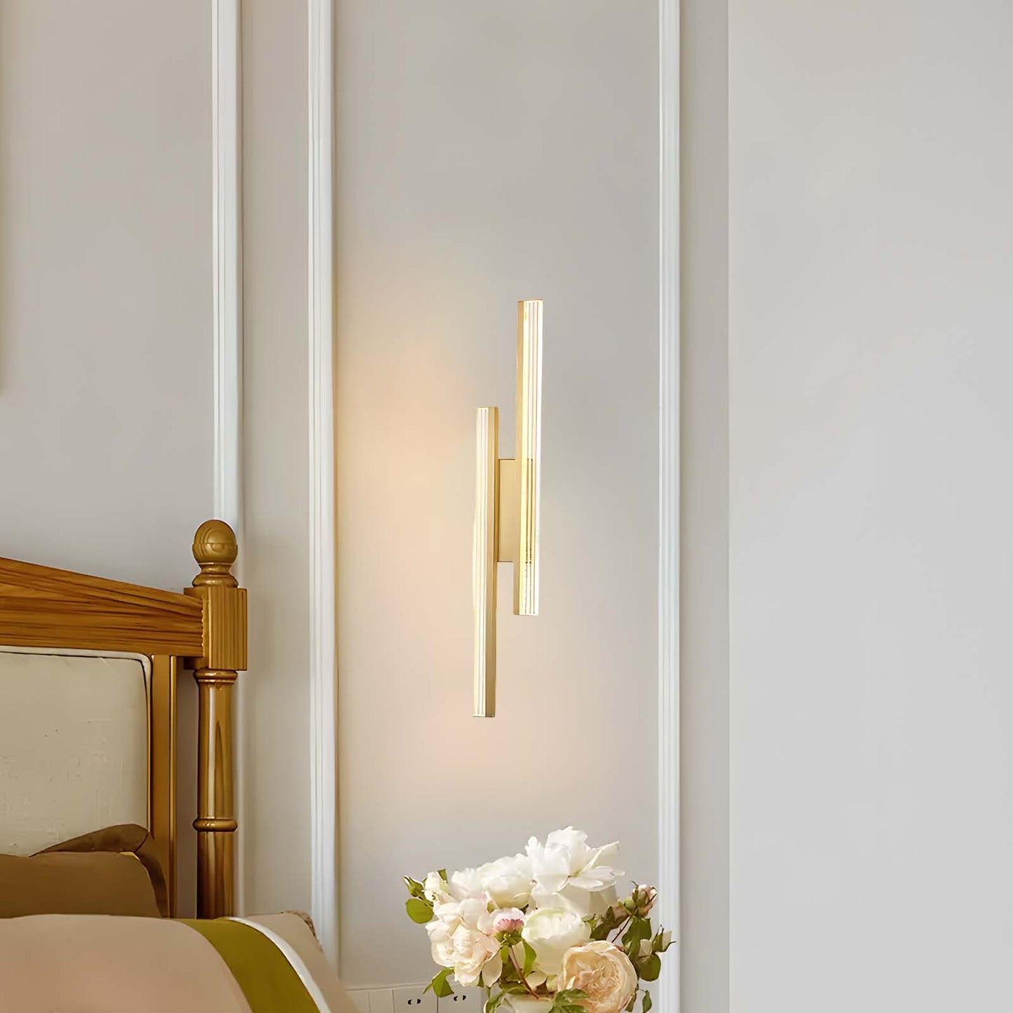 Linear LED Art Deco Brass Wall Lamp