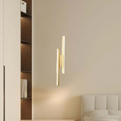 Linear LED Art Deco Brass Wall Lamp