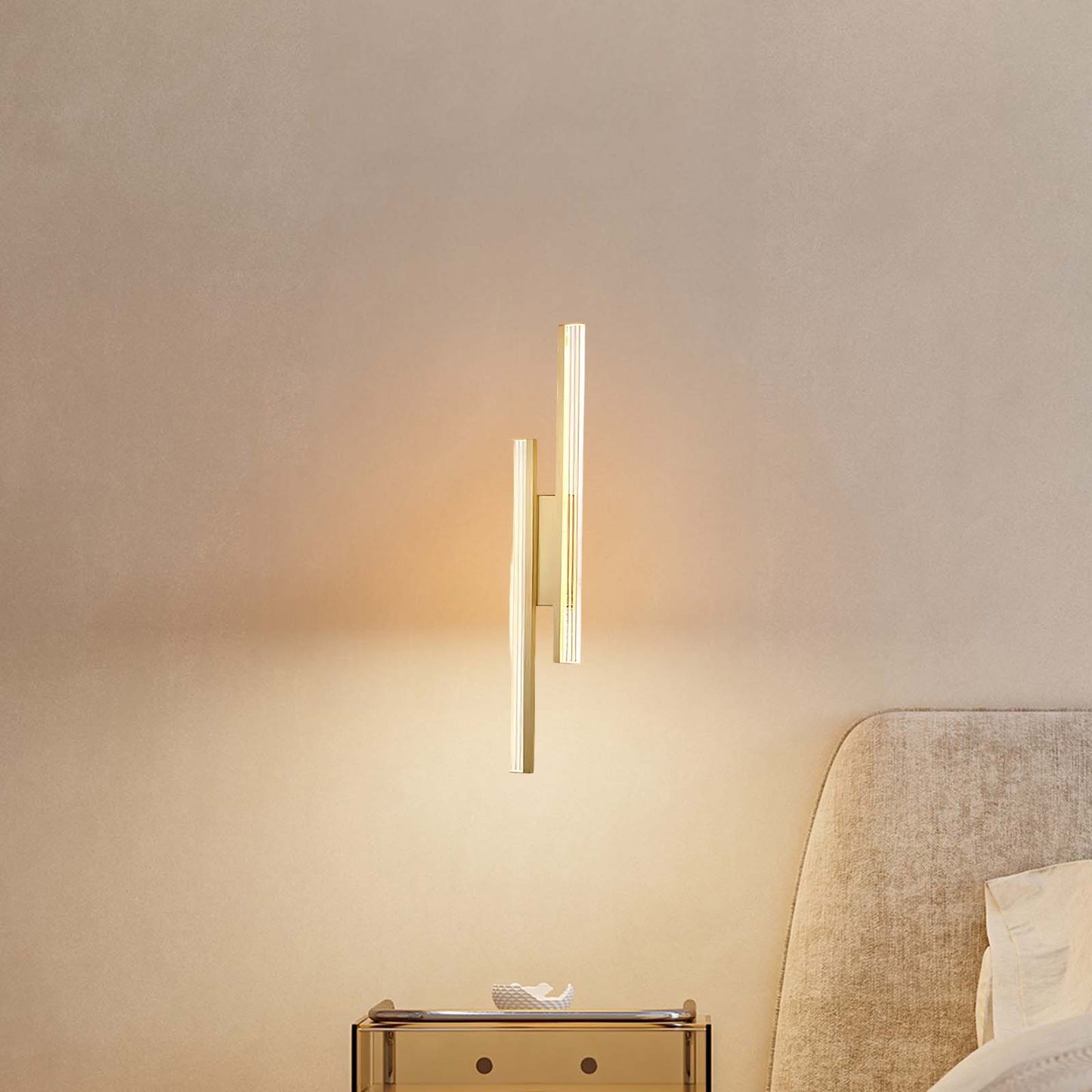 Linear LED Art Deco Brass Wall Lamp