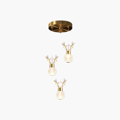 Little Deer Art Deco Brass Pendant Lamp