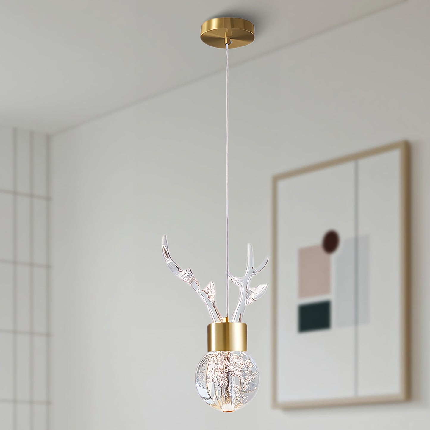 Little Deer Art Deco Brass Pendant Lamp