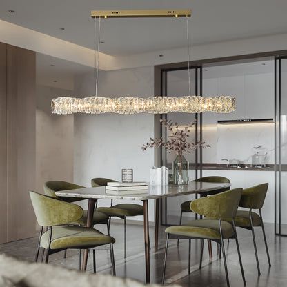 Long Crystal Classic Steel Pendant Lamp