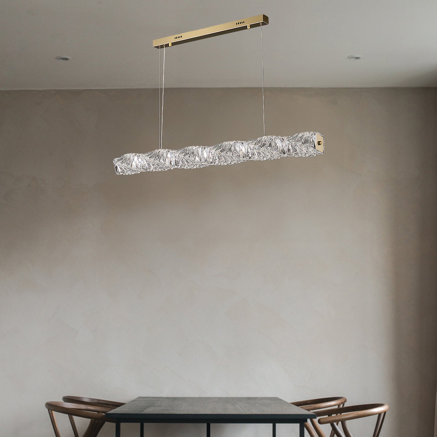 Long Crystal Classic Steel Pendant Lamp