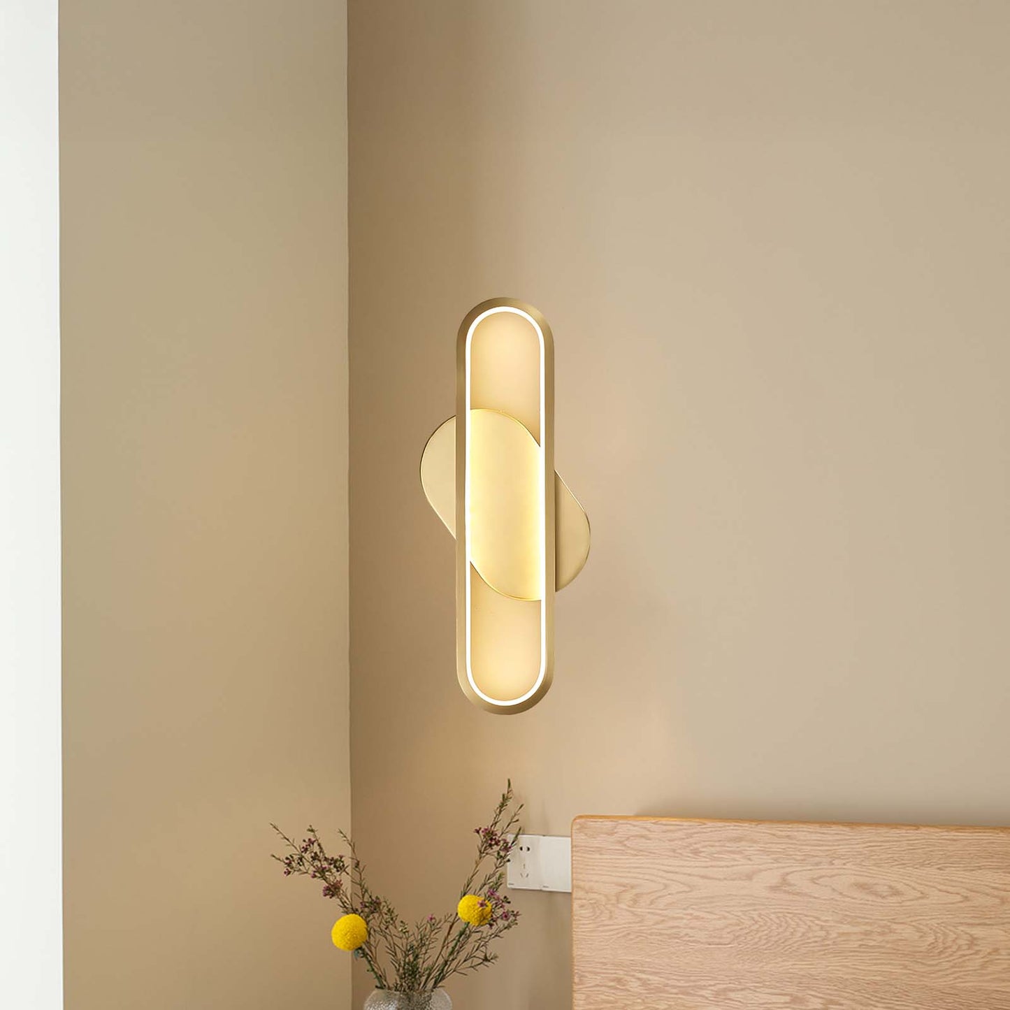 Long Ova Modern Brass Wall Lamp