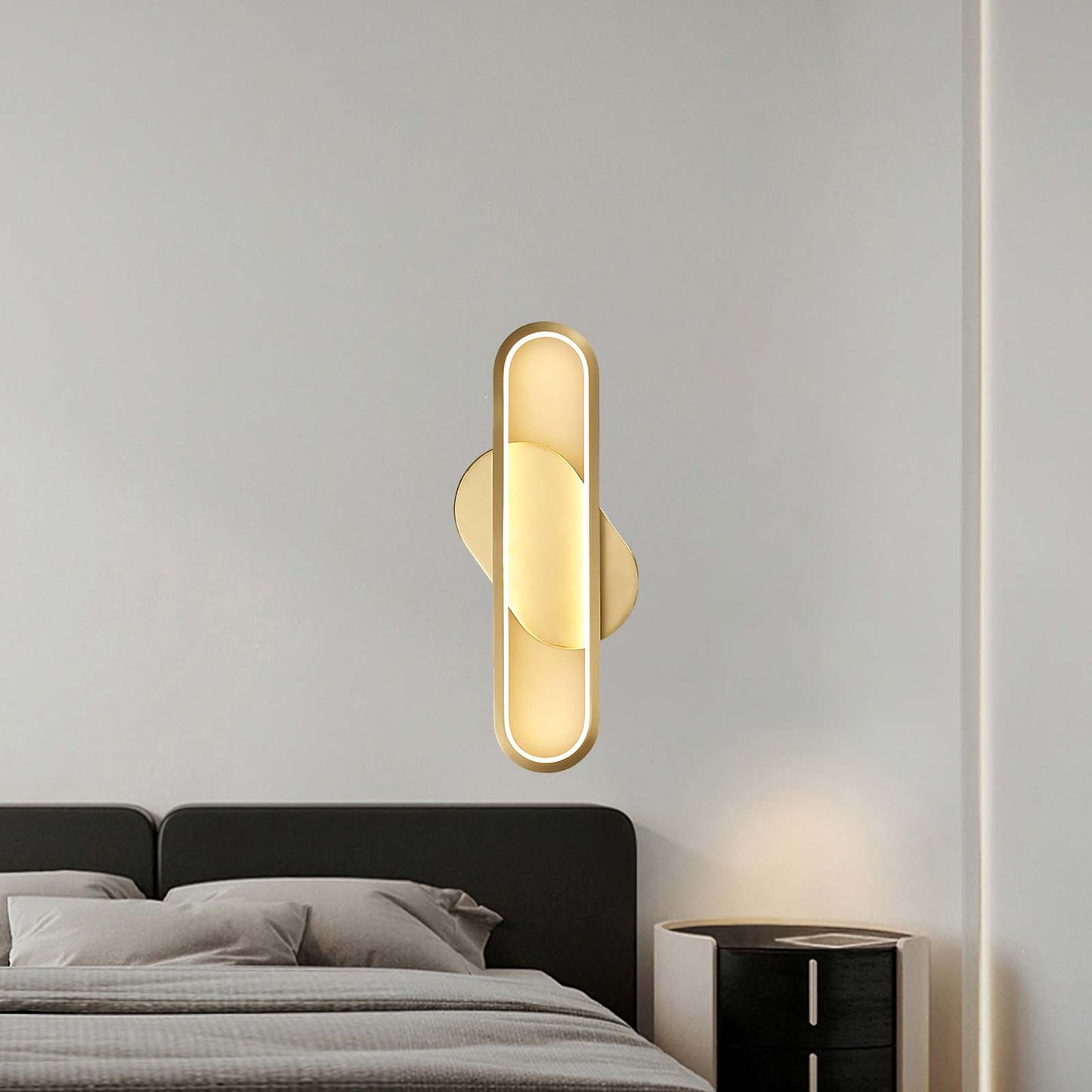 Long Ova Modern Brass Wall Lamp