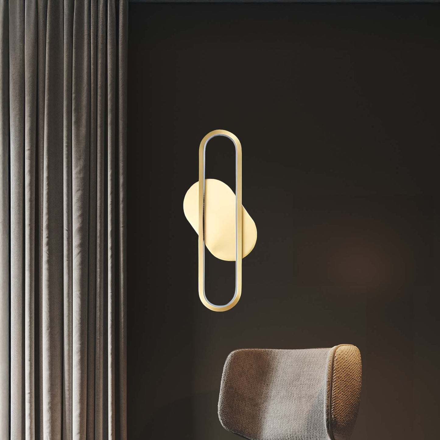 Long Ova Modern Brass Wall Lamp