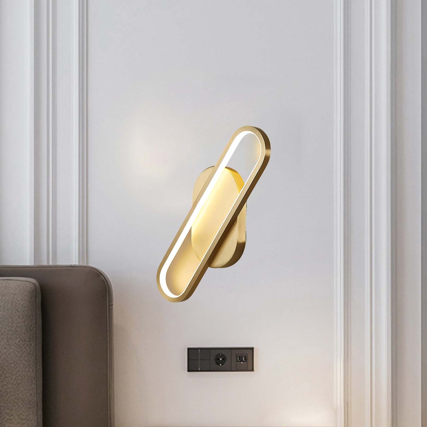 Long Ova Modern Brass Wall Lamp