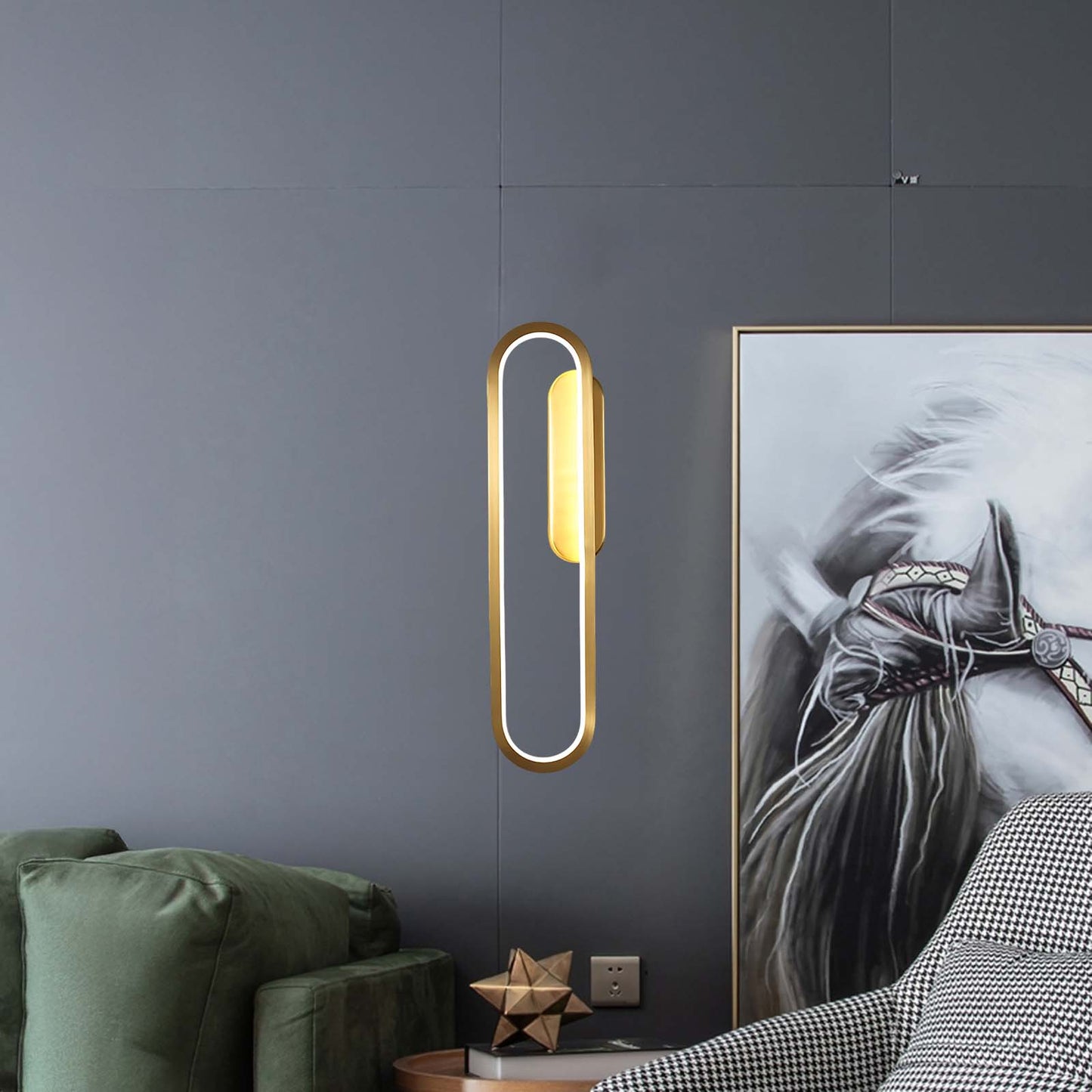 Long Ova Modern Brass Wall Lamp