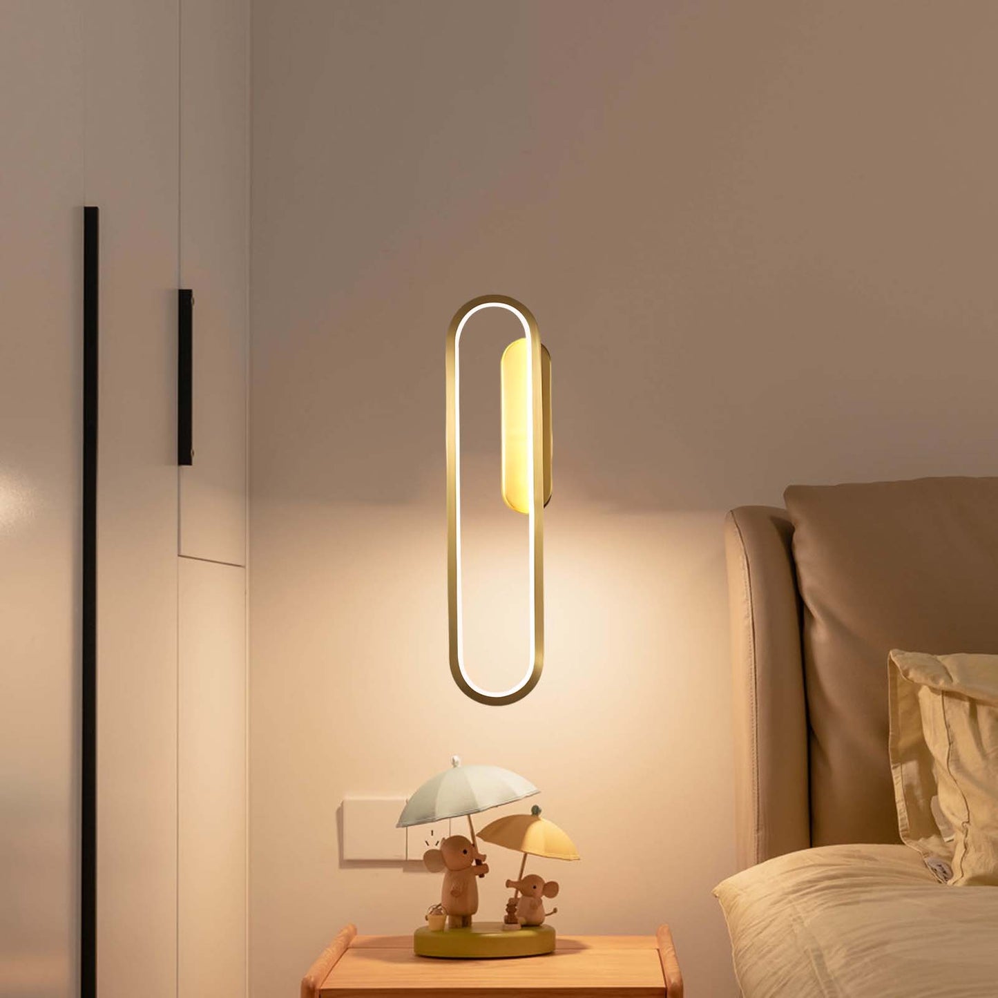 Long Ova Modern Brass Wall Lamp