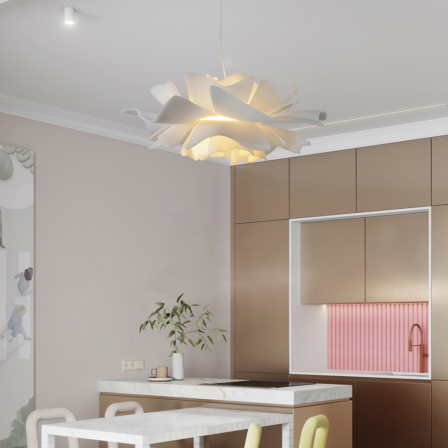 Lotus Flower Modern Metal Pendant Lamp