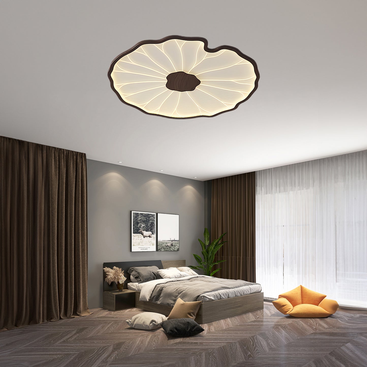 Lotus Leaf Acrylic Rustic Metal Ceiling Lamp