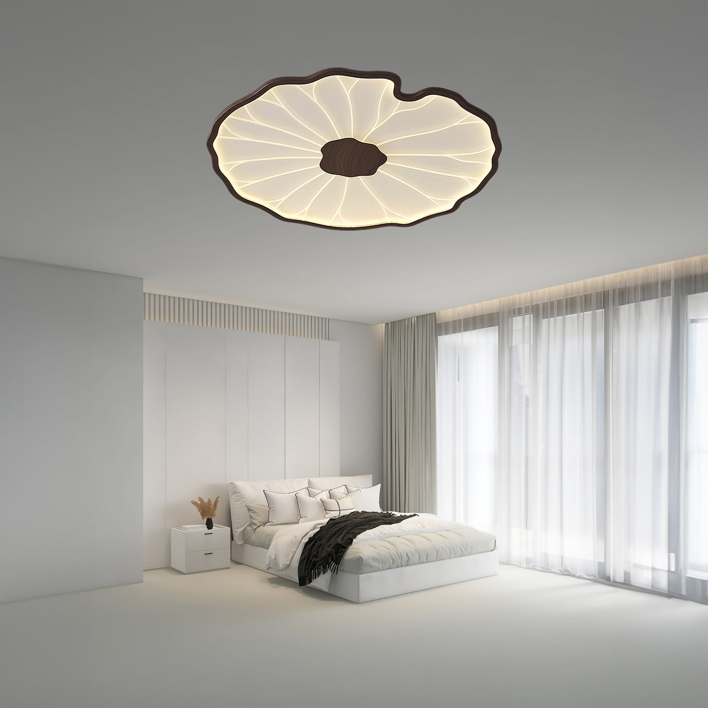 Lotus Leaf Acrylic Rustic Metal Ceiling Lamp