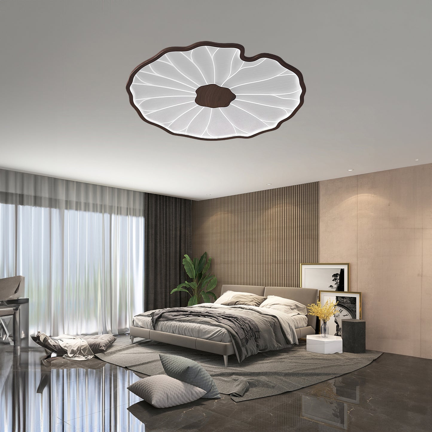 Lotus Leaf Acrylic Rustic Metal Ceiling Lamp