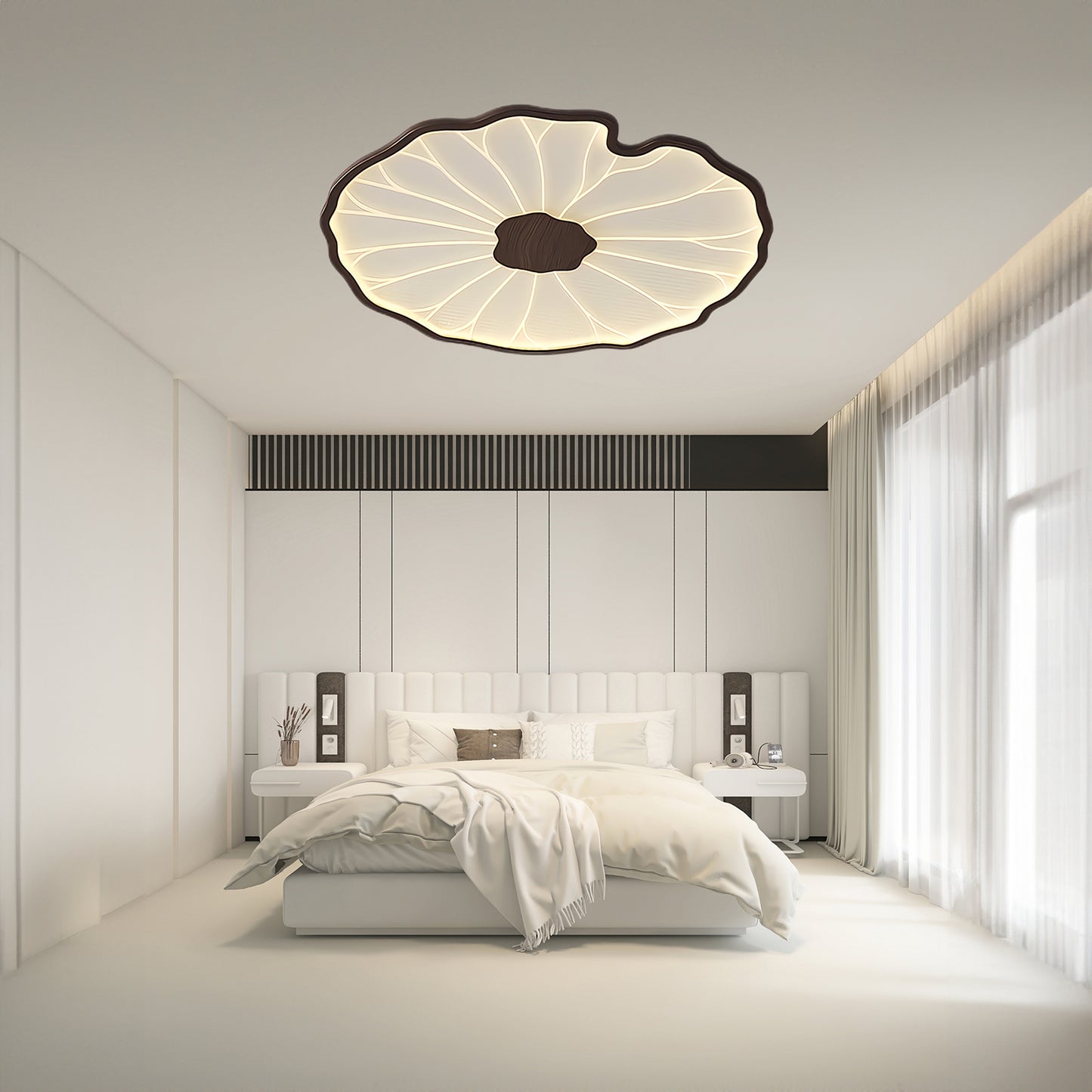 Lotus Leaf Acrylic Rustic Metal Ceiling Lamp