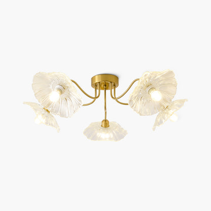 Lotus Leaf Eclectic Crystal Ceiling Lamp