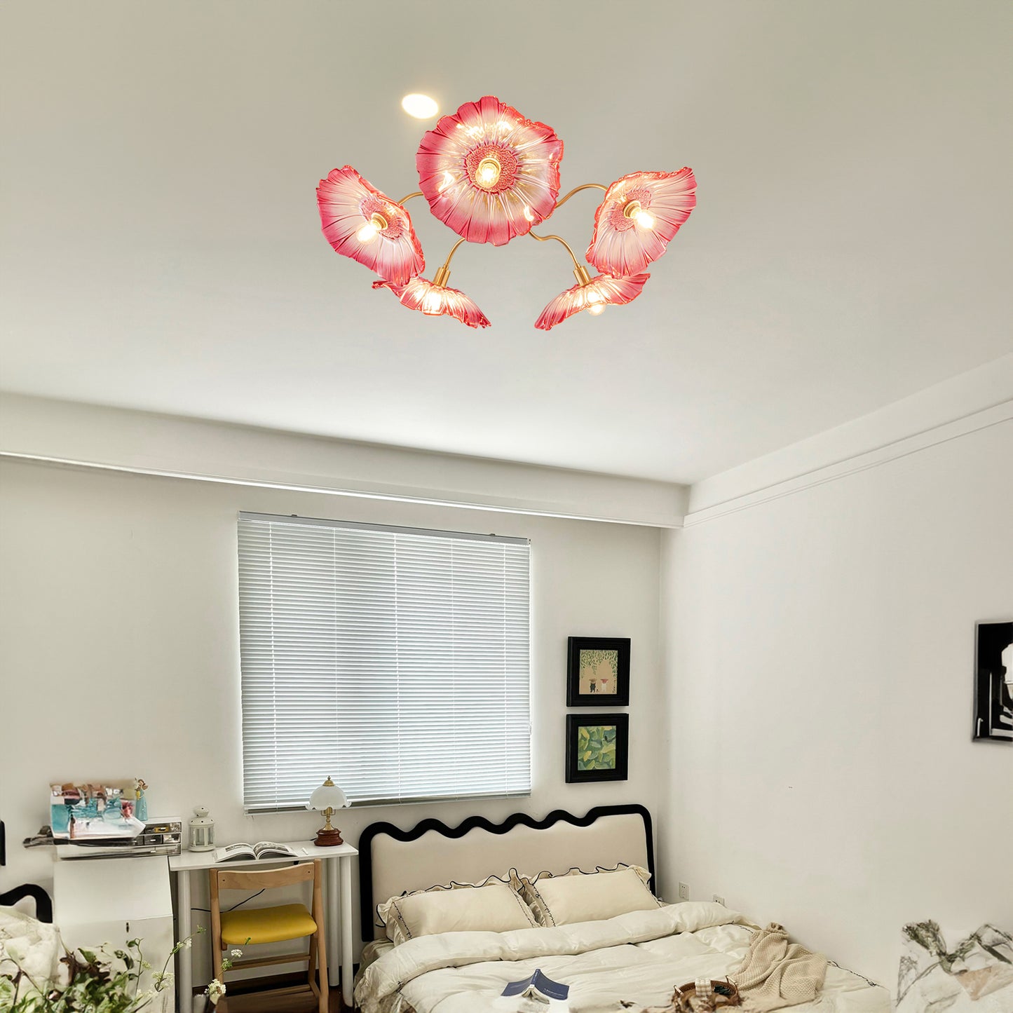 Lotus Leaf Eclectic Crystal Ceiling Lamp