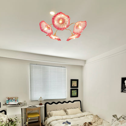 Lotus Leaf Eclectic Crystal Ceiling Lamp