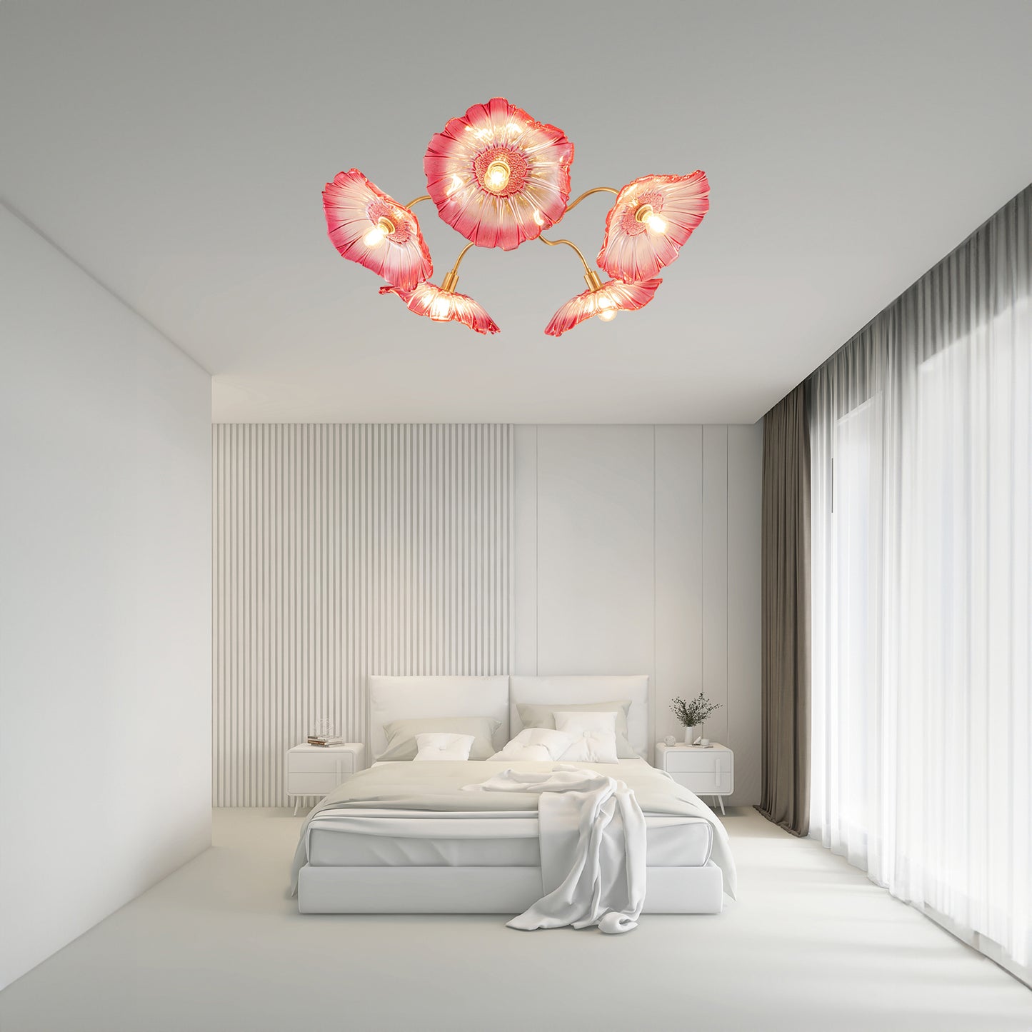 Lotus Leaf Eclectic Crystal Ceiling Lamp