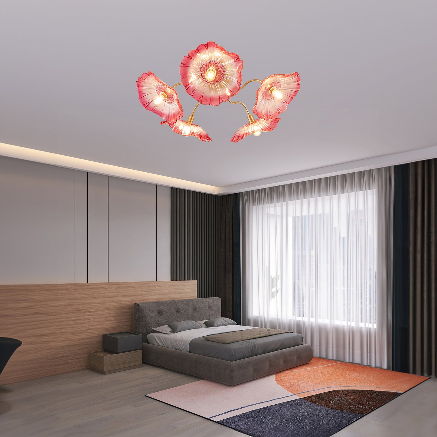 Lotus Leaf Eclectic Crystal Ceiling Lamp