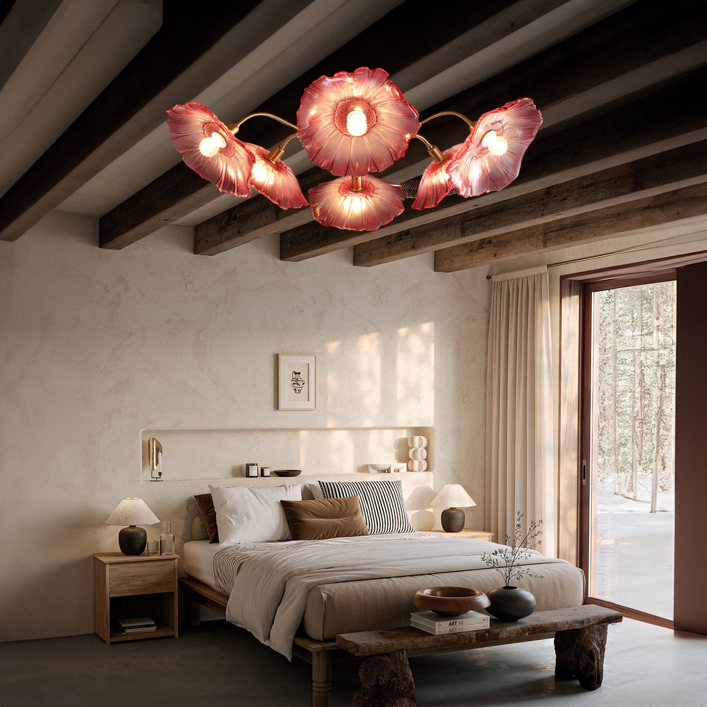 Lotus Leaf Eclectic Crystal Ceiling Lamp