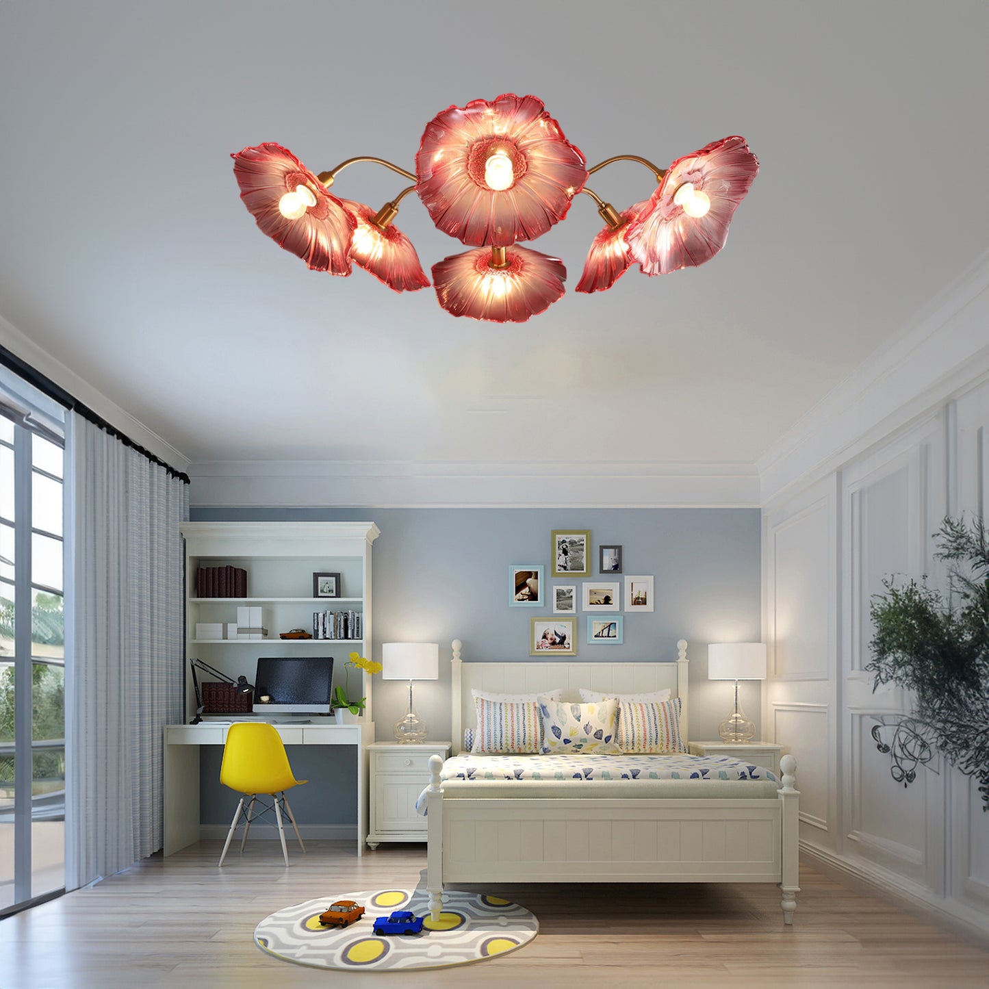 Lotus Leaf Eclectic Crystal Ceiling Lamp