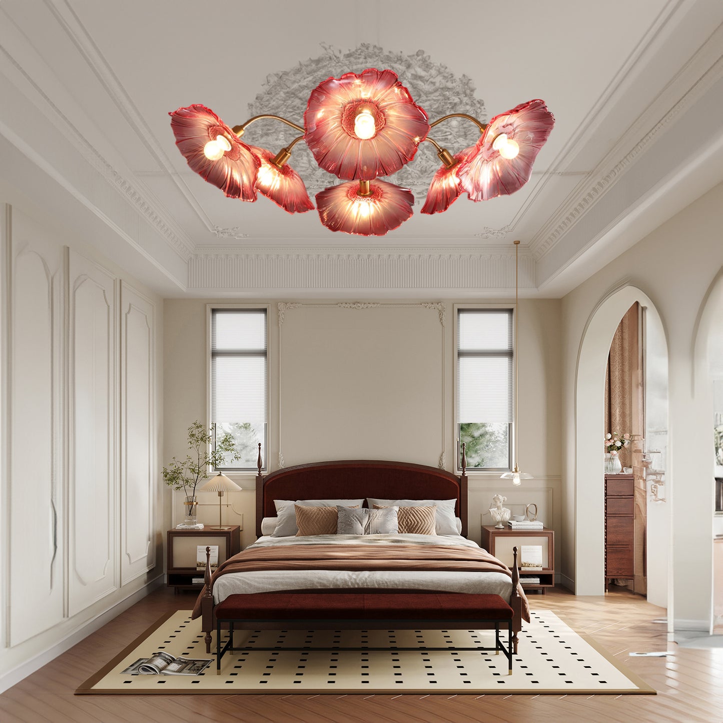 Lotus Leaf Eclectic Crystal Ceiling Lamp