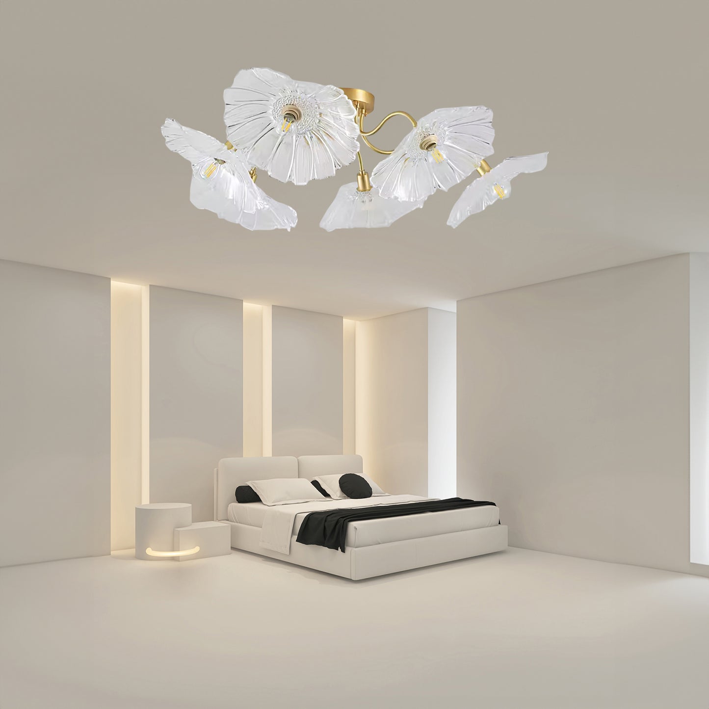 Lotus Leaf Eclectic Crystal Ceiling Lamp