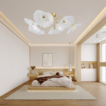 Lotus Leaf Eclectic Crystal Ceiling Lamp