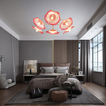 Lotus Leaf Eclectic Crystal Ceiling Lamp