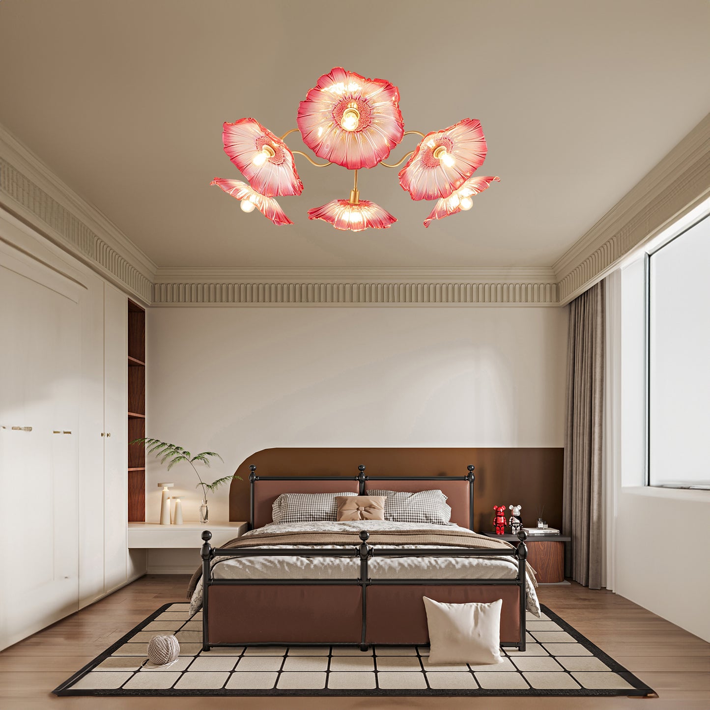 Lotus Leaf Eclectic Crystal Ceiling Lamp