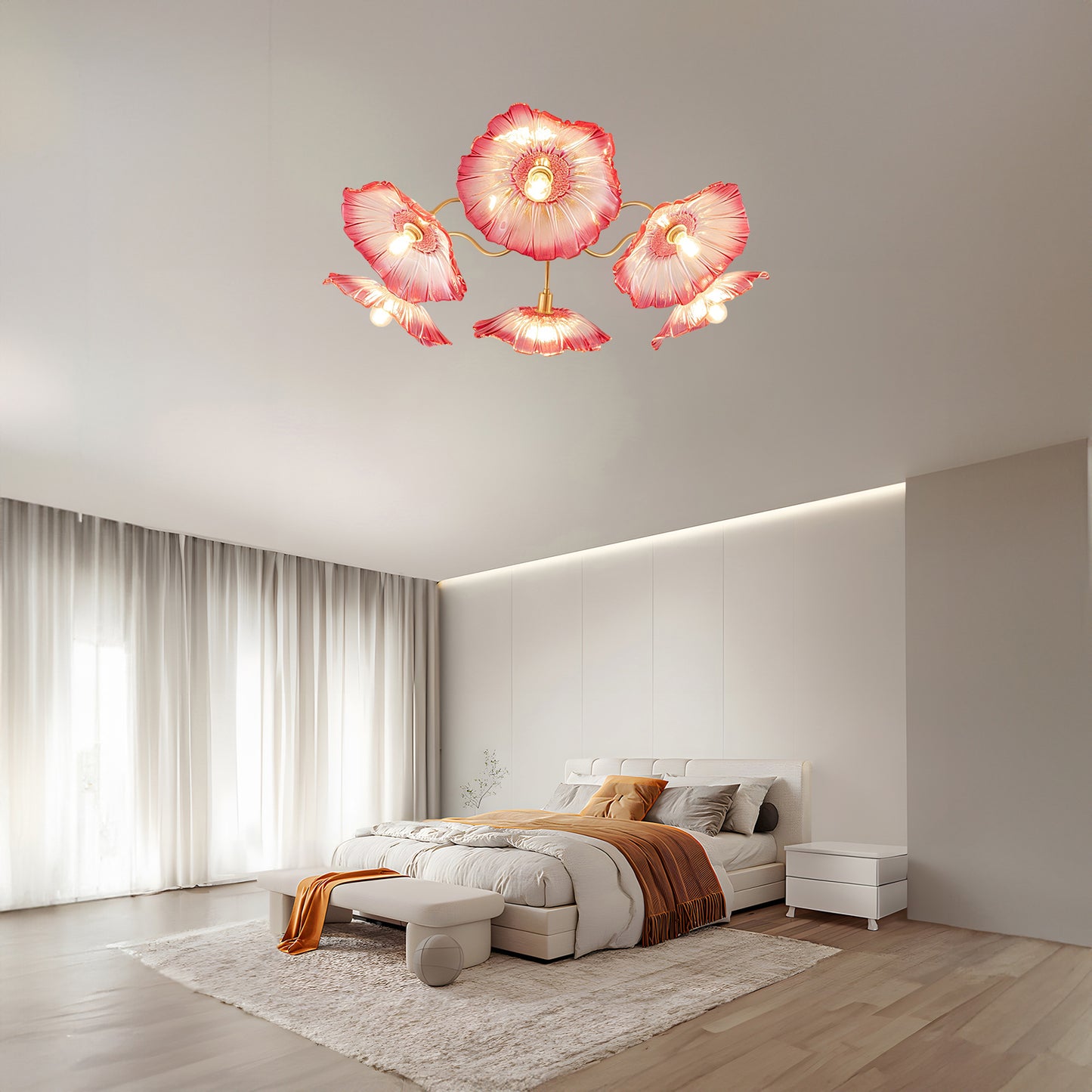 Lotus Leaf Eclectic Crystal Ceiling Lamp