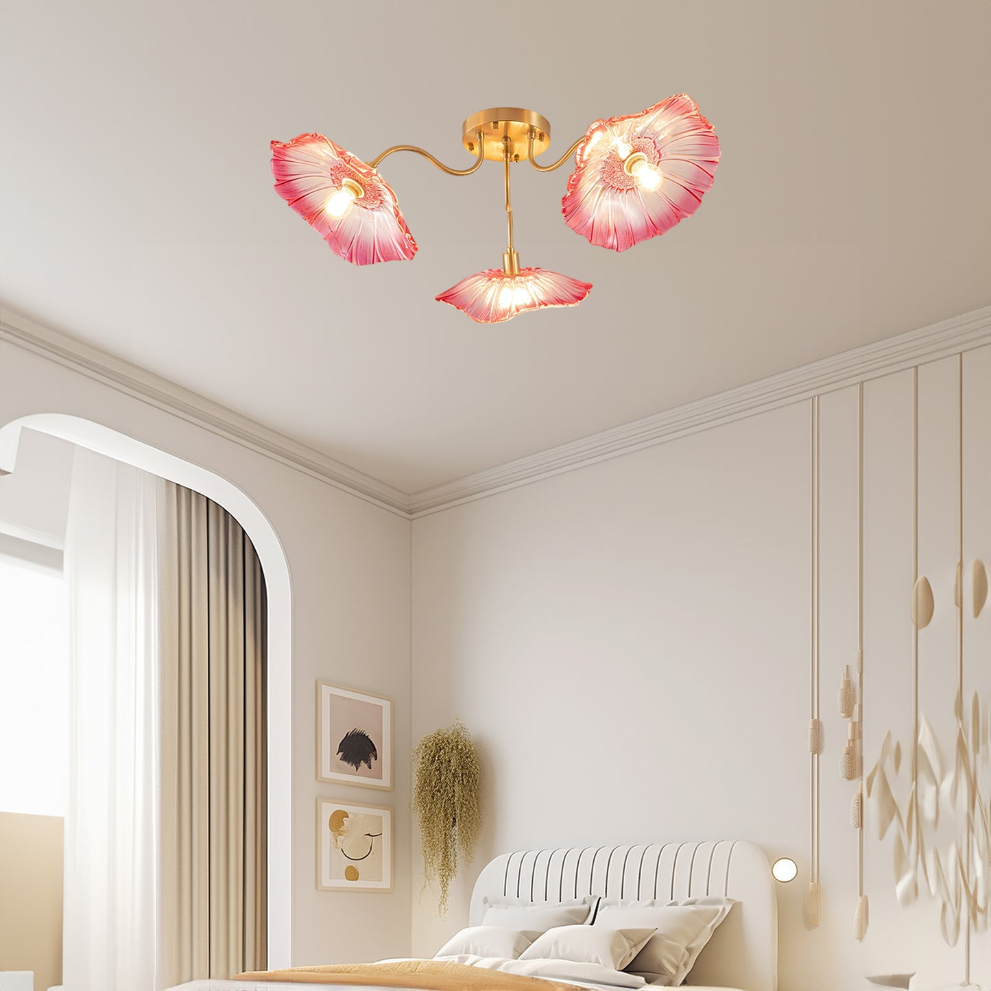 Lotus Leaf Eclectic Crystal Ceiling Lamp