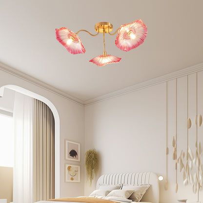 Lotus Leaf Eclectic Crystal Ceiling Lamp