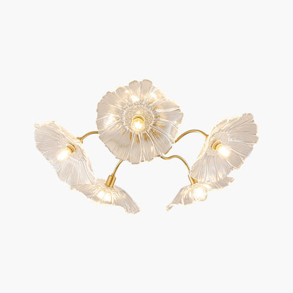 Lotus Leaf Eclectic Crystal Ceiling Lamp