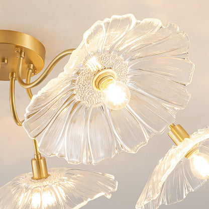 Lotus Leaf Eclectic Crystal Ceiling Lamp