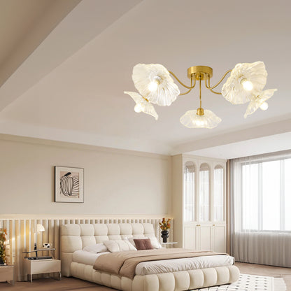 Lotus Leaf Eclectic Crystal Ceiling Lamp