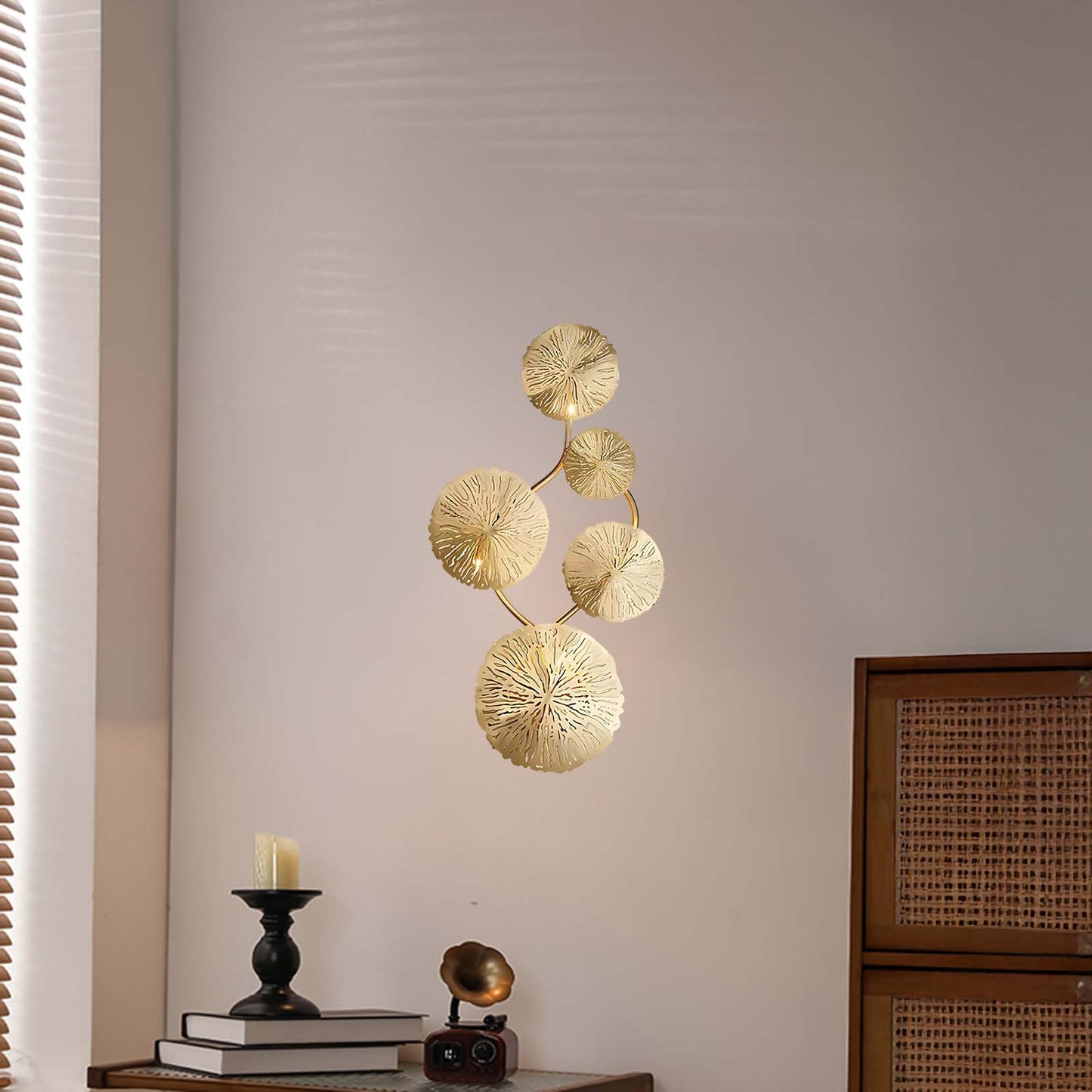 Lotus Leaf Modern Brass Wall Sconce