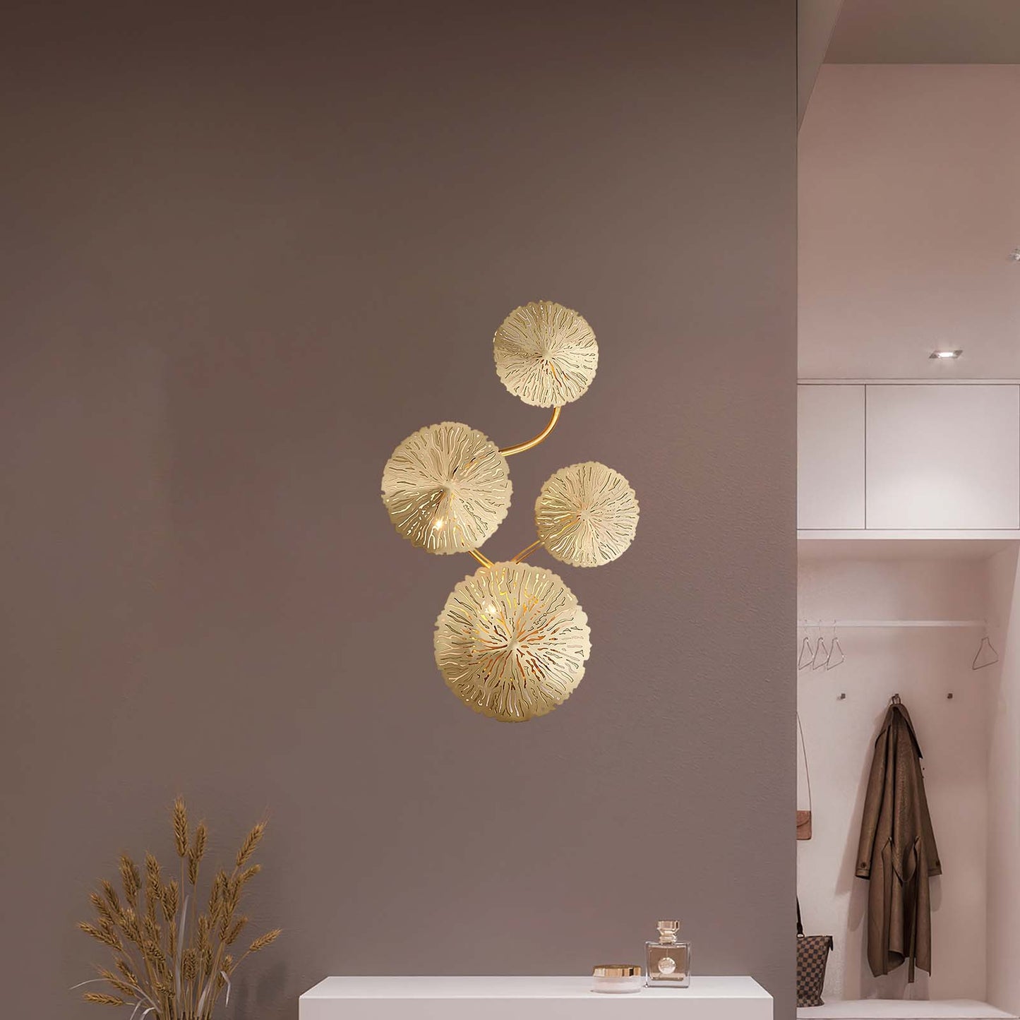 Lotus Leaf Modern Brass Wall Sconce