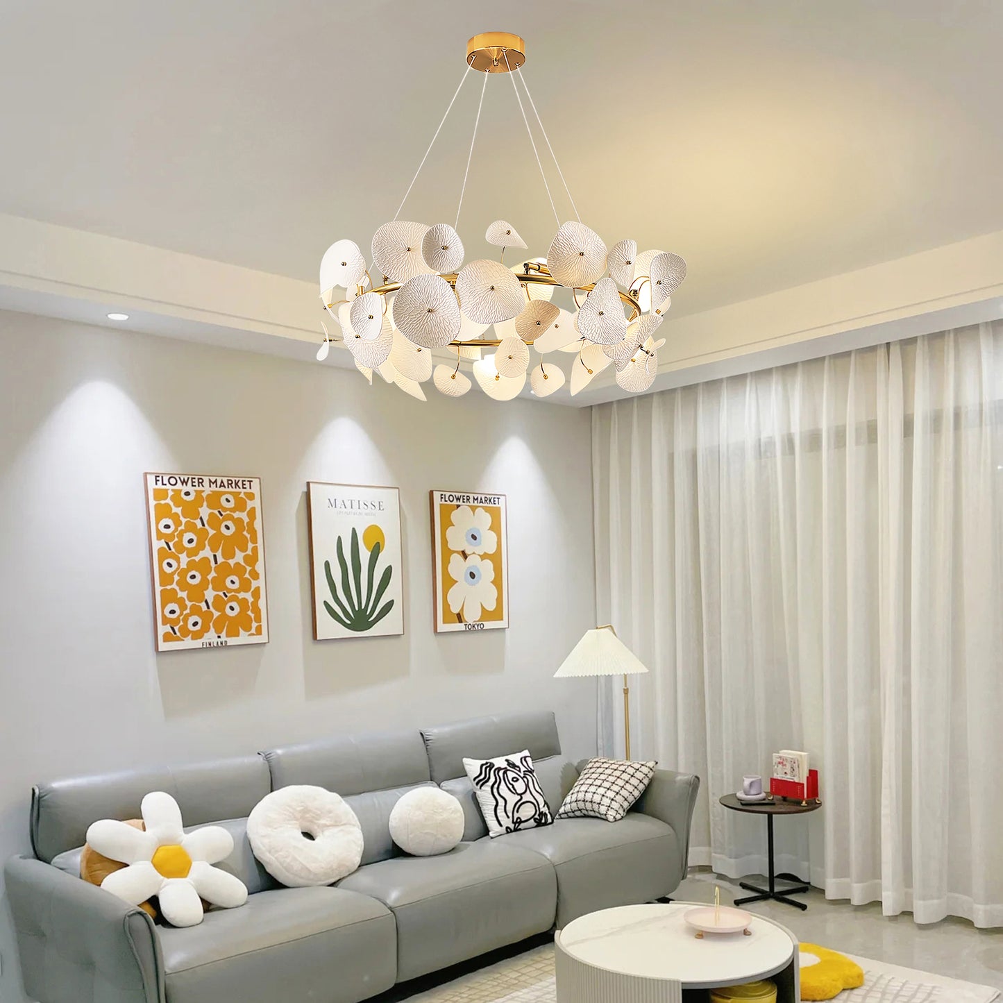 Lotus Petal Contemporary Metal Chandelier