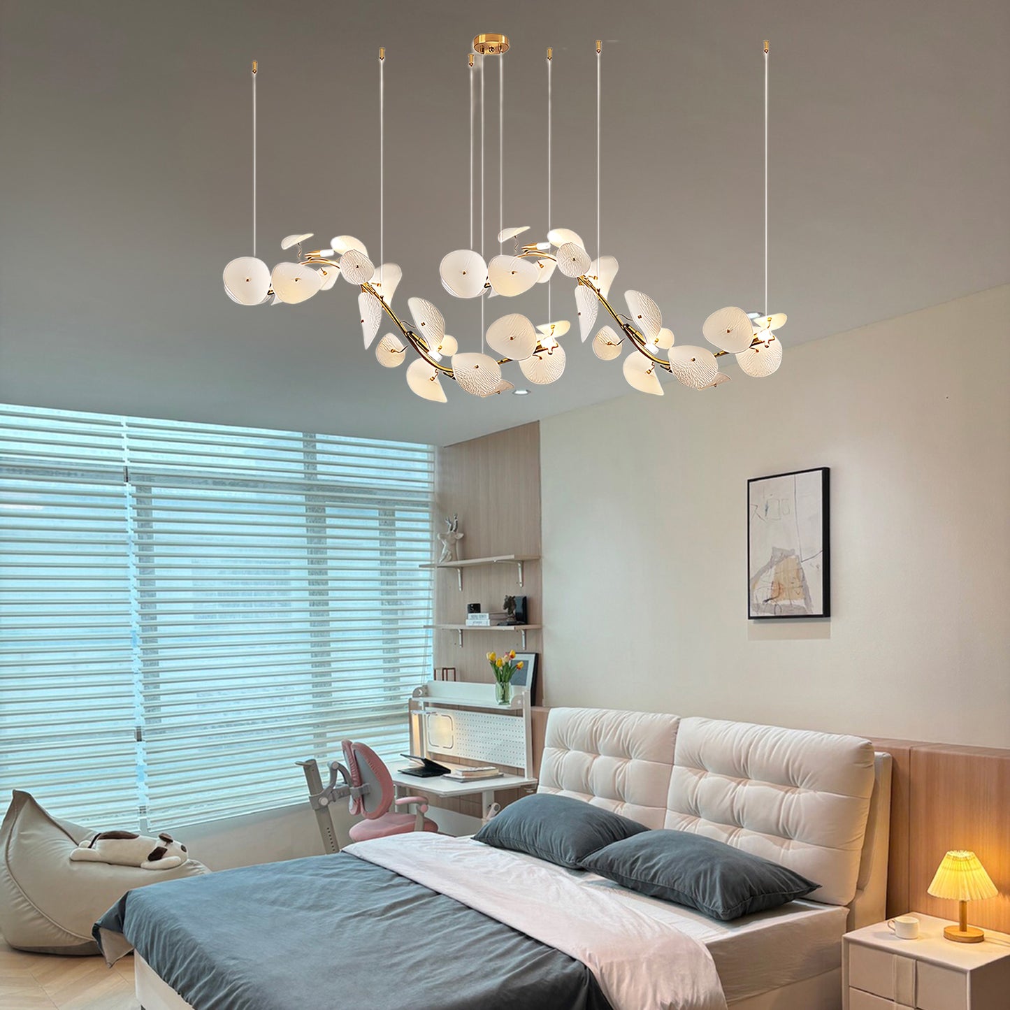 Lotus Petal Contemporary Metal Chandelier