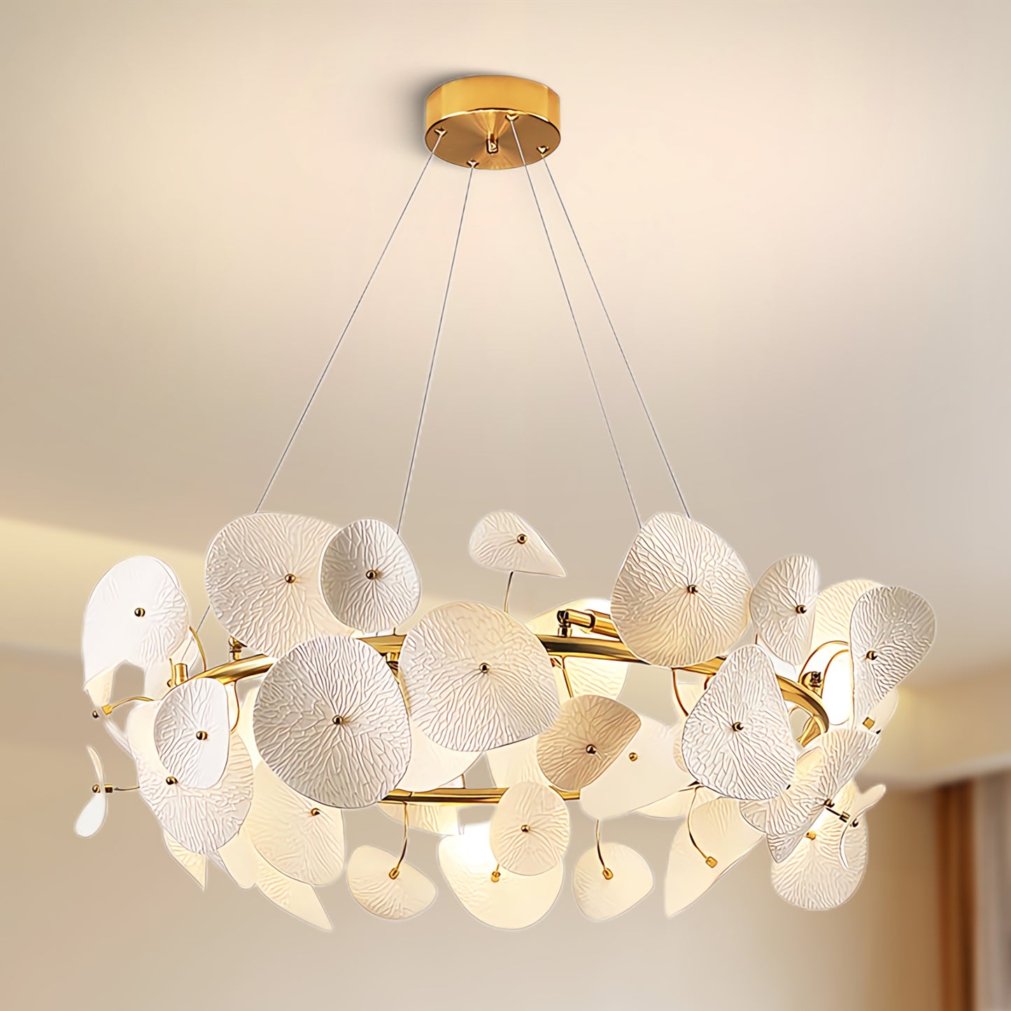 Lotus Petal Contemporary Metal Chandelier