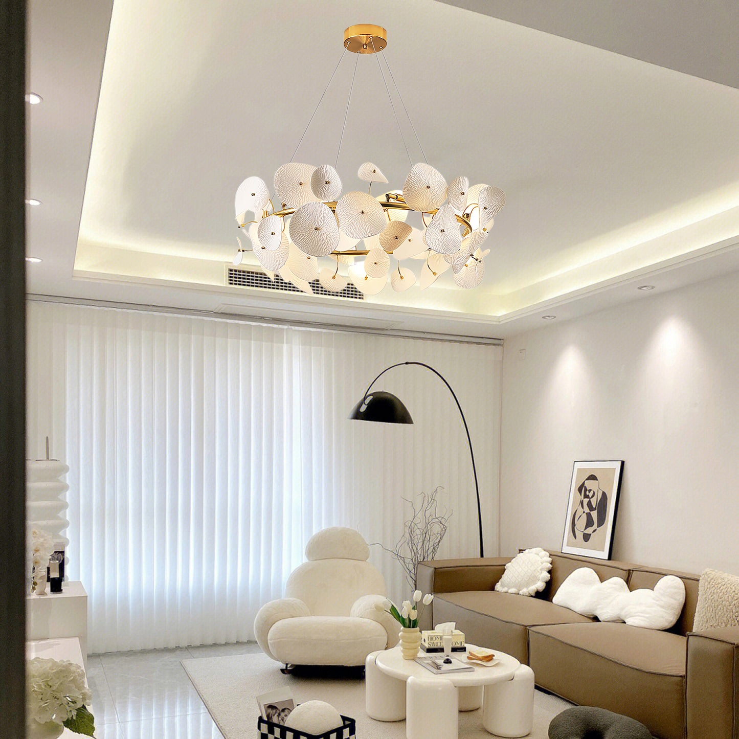 Lotus Petal Contemporary Metal Chandelier