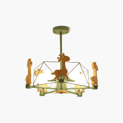 Lovely Deer Wooden Eclectic Crystal Chandelier