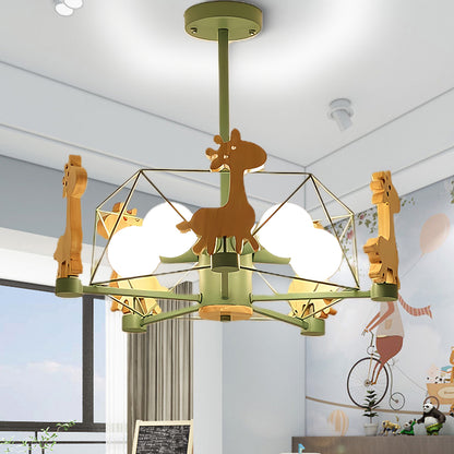 Lovely Deer Wooden Eclectic Crystal Chandelier