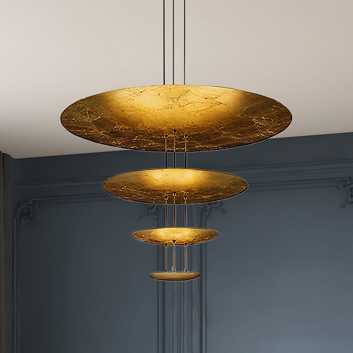 Machine Art Deco Brass Chandelier