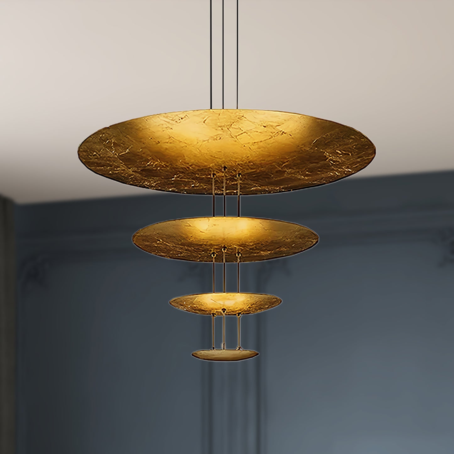 Machine Art Deco Brass Chandelier