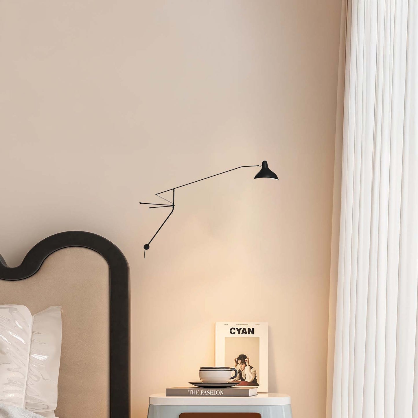 Mantis Arm Eclectic Metal Wall Lamp