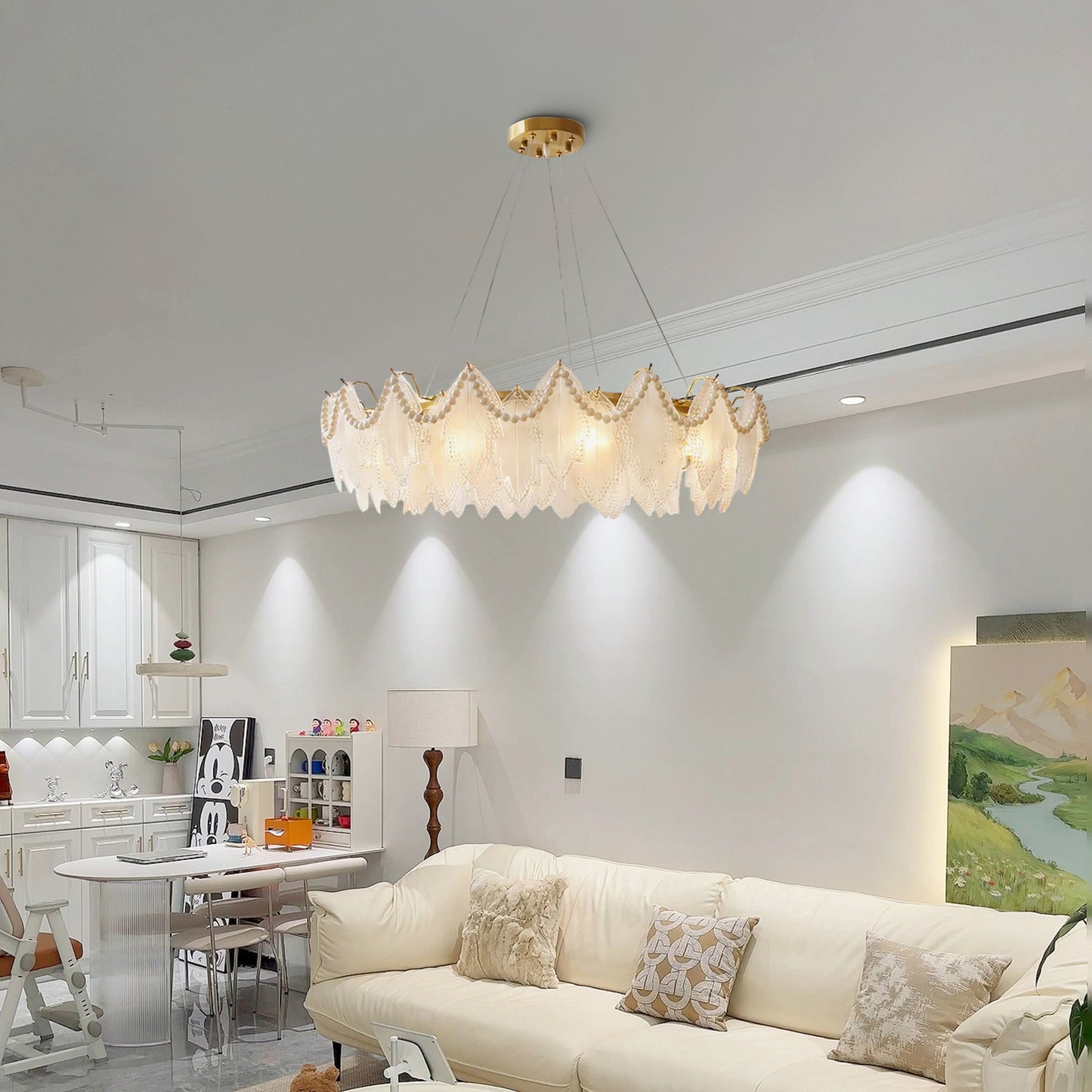 Maple Leaf Eclectic Crystal Chandelier