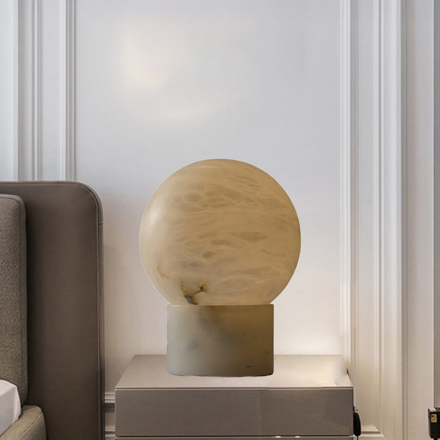 Marble Ball Eclectic Metal Table Lamp